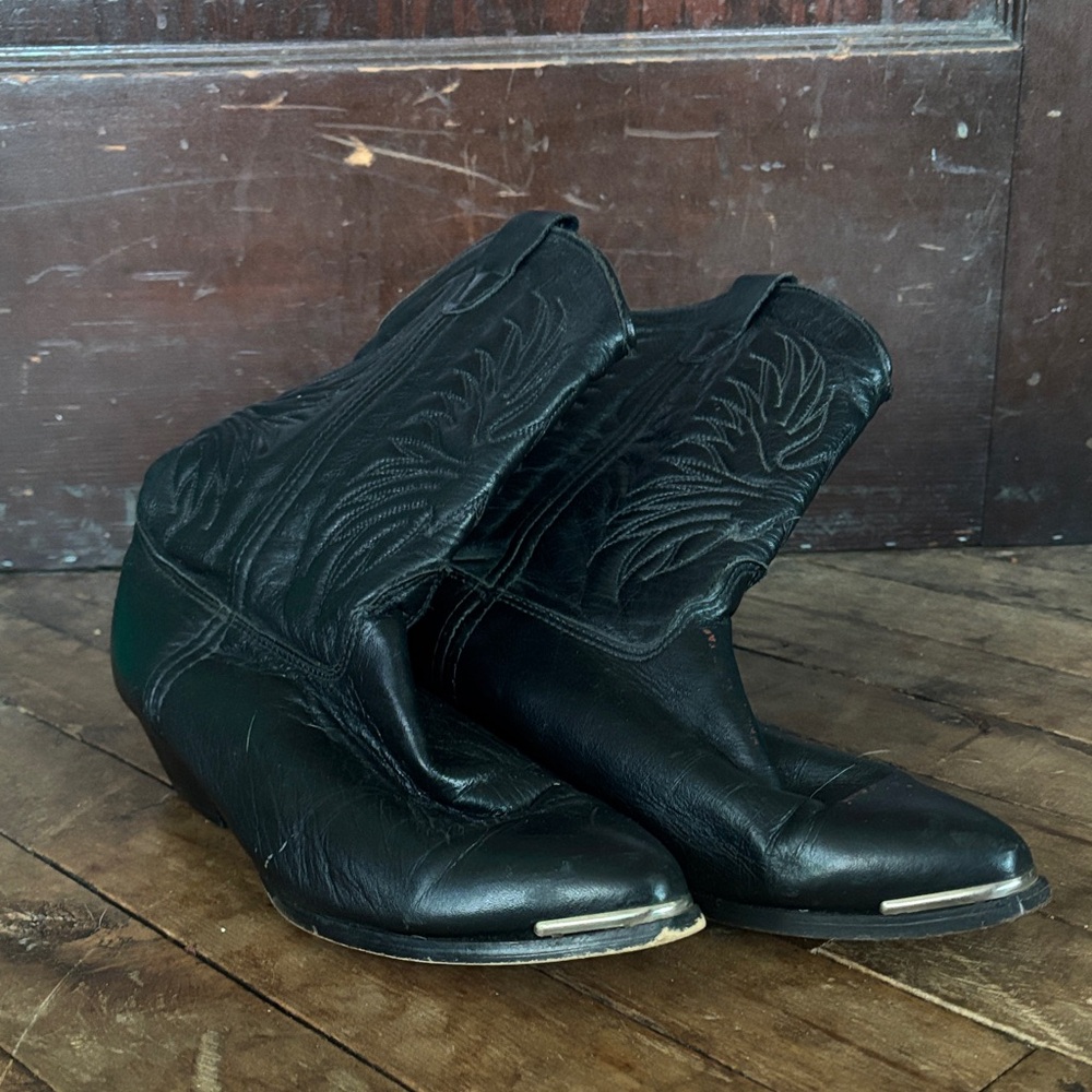 Black Leather Western Boots